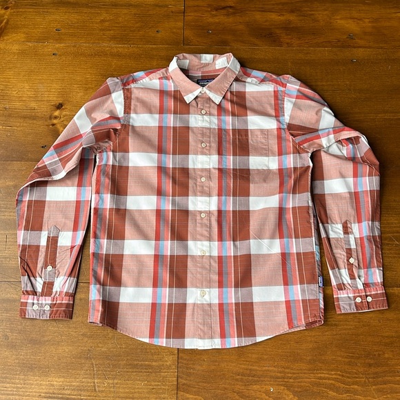 Patagonia Other - PATAGONIA Long Sleeve Rust/Blue Organic Cotton Shirt - Sz M